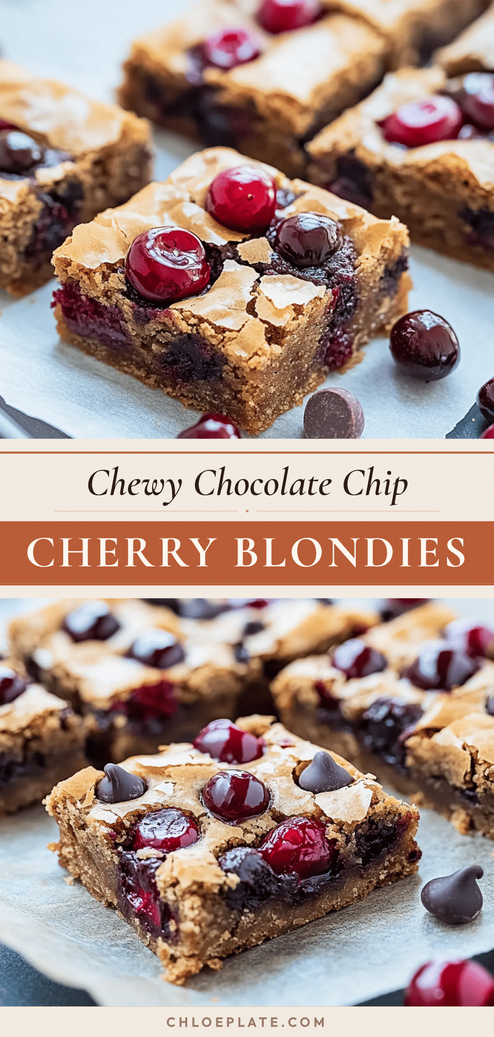 chewy chocolate chip and cherry blondies recipe
