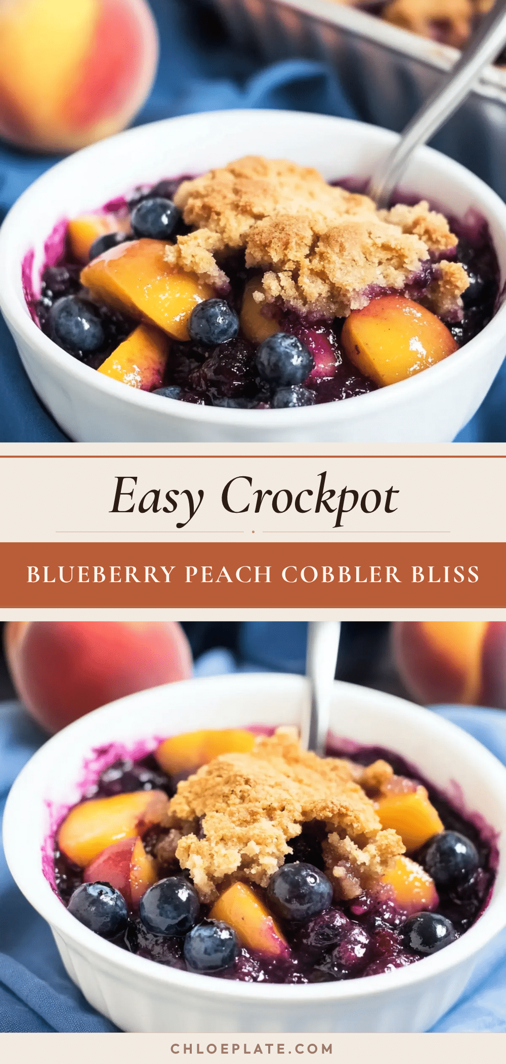 easy crockpot blueberry peach cobbler recipe