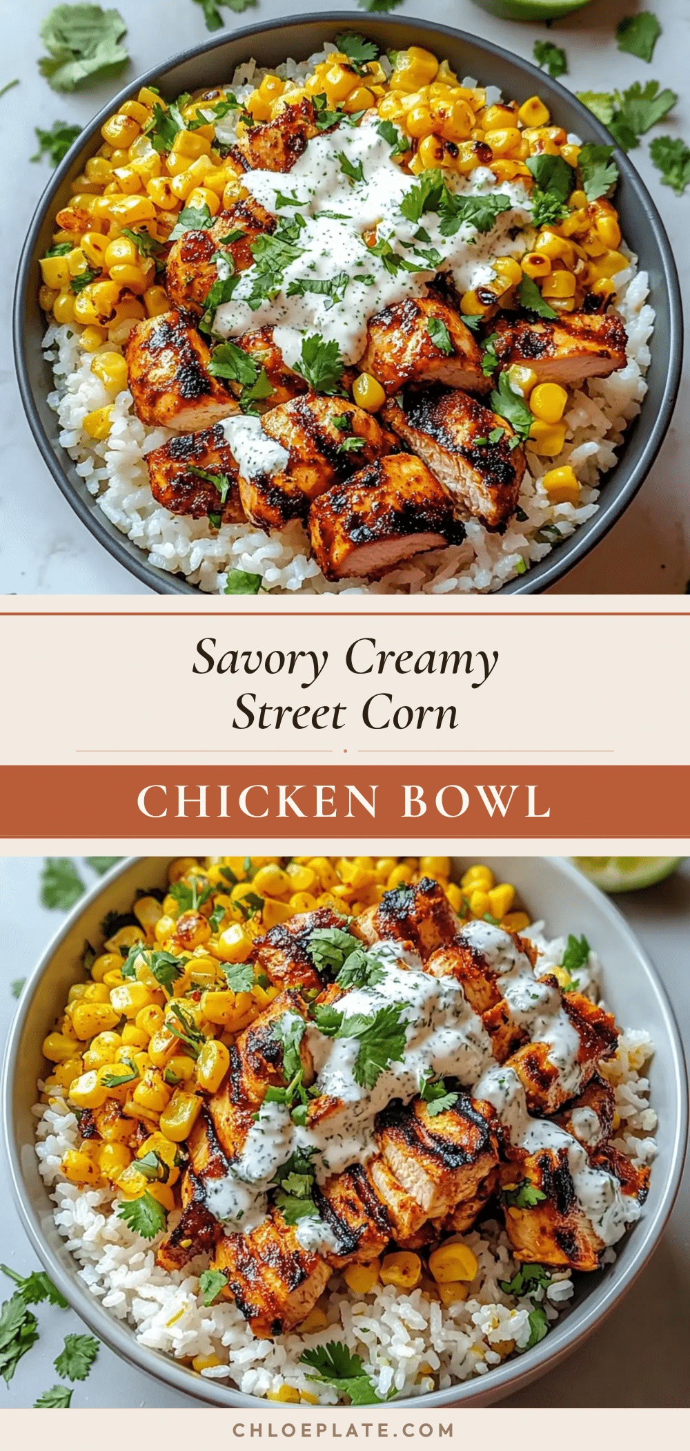 Savory Street Corn Chicken Rice Bowl recipe