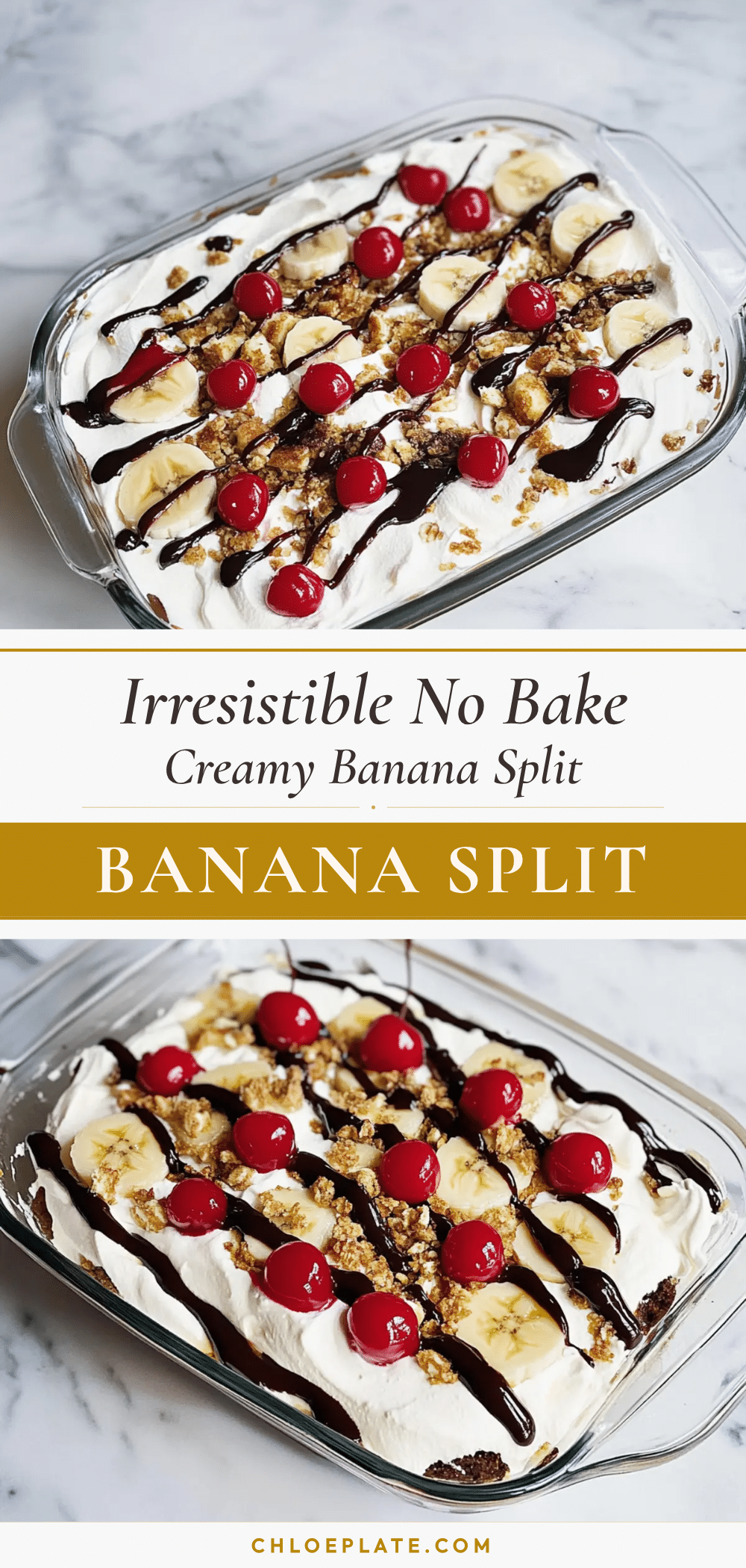 creamy no bake banana split dessert recipe