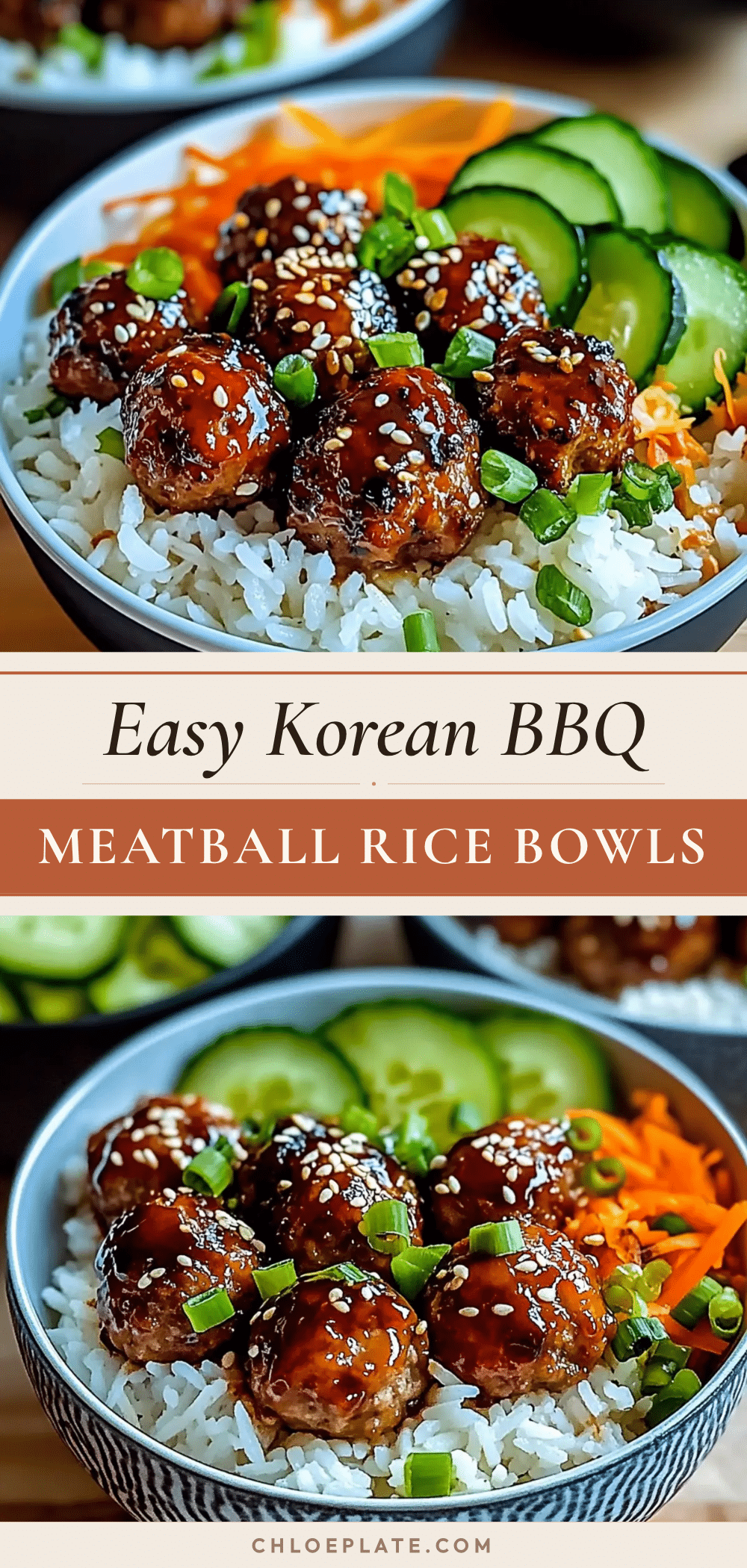Korean BBQ meatball rice bowls recipe