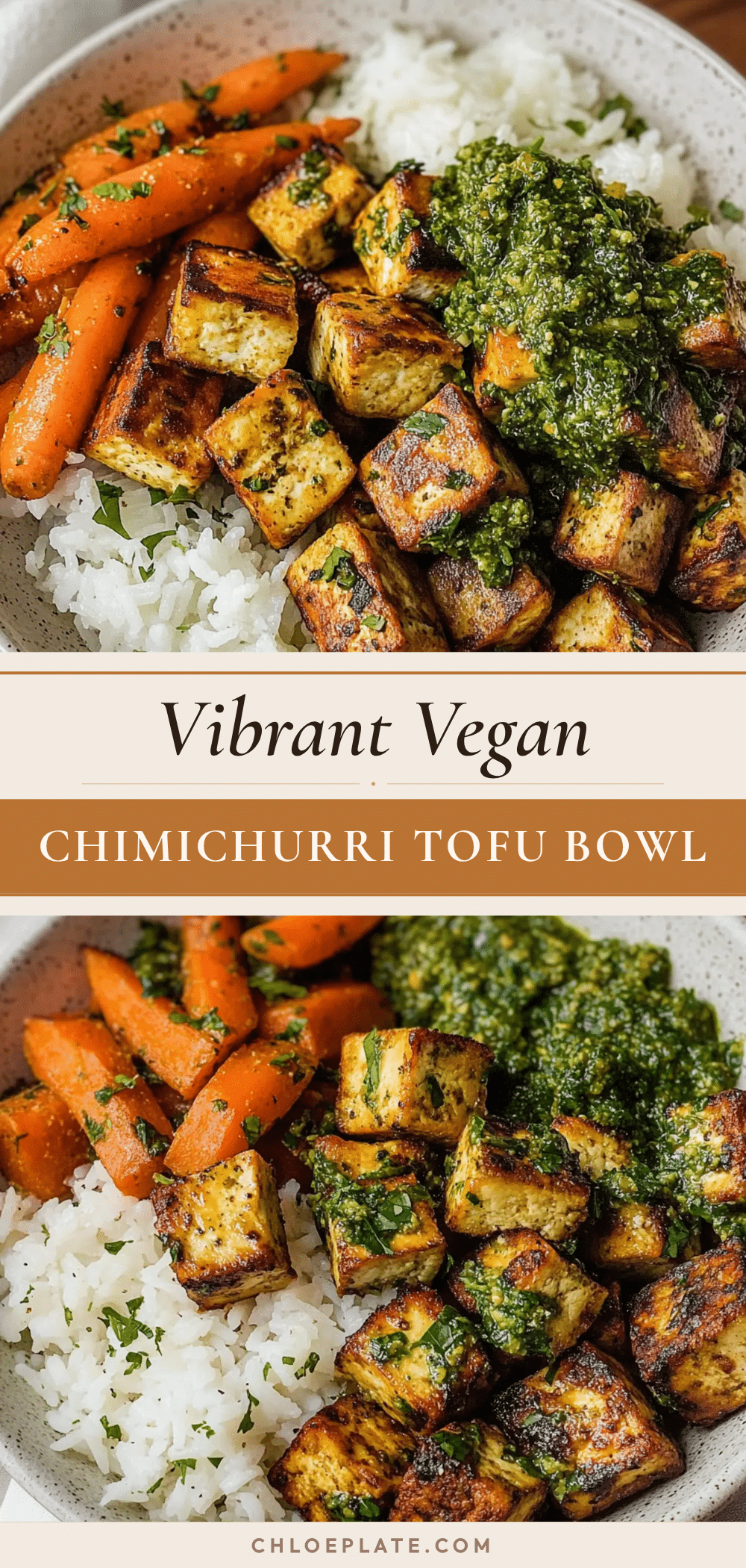 vegan chimichurri tofu bowl recipe