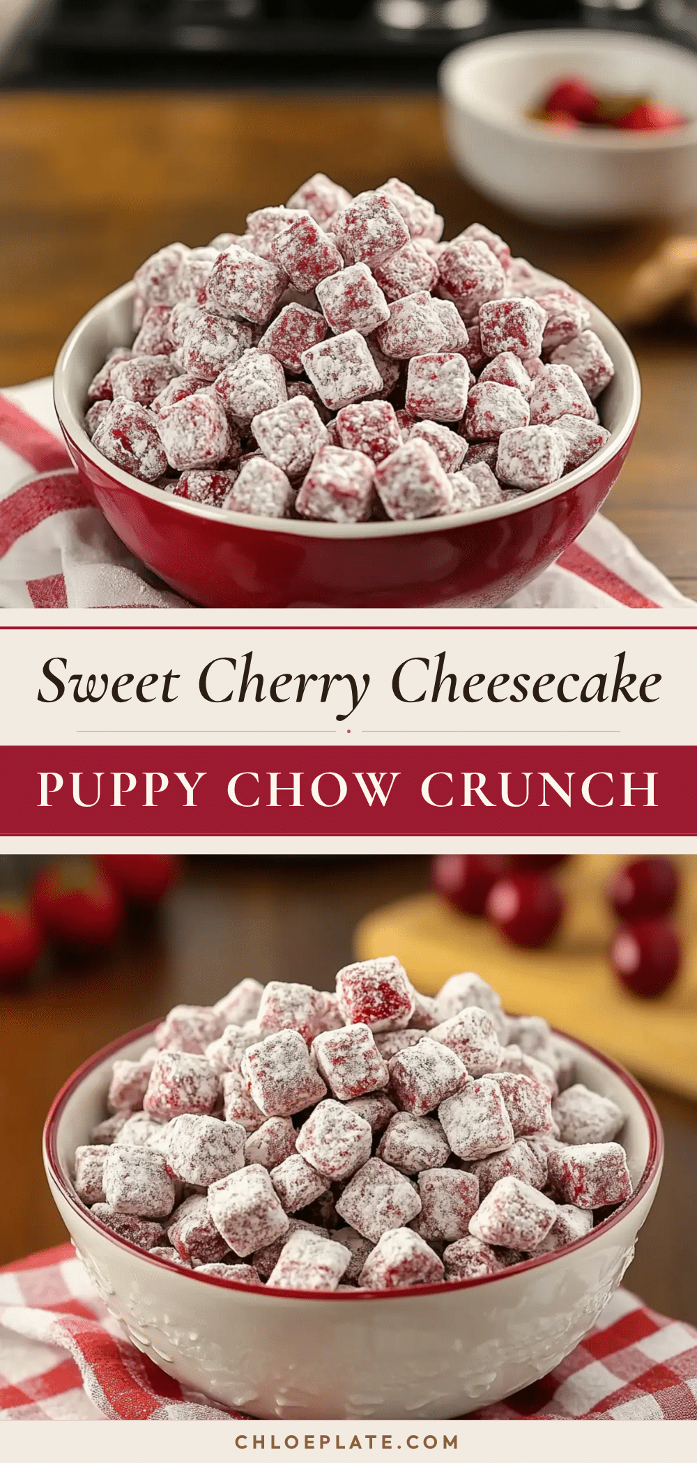 cherry cheesecake puppy chow crunch recipe