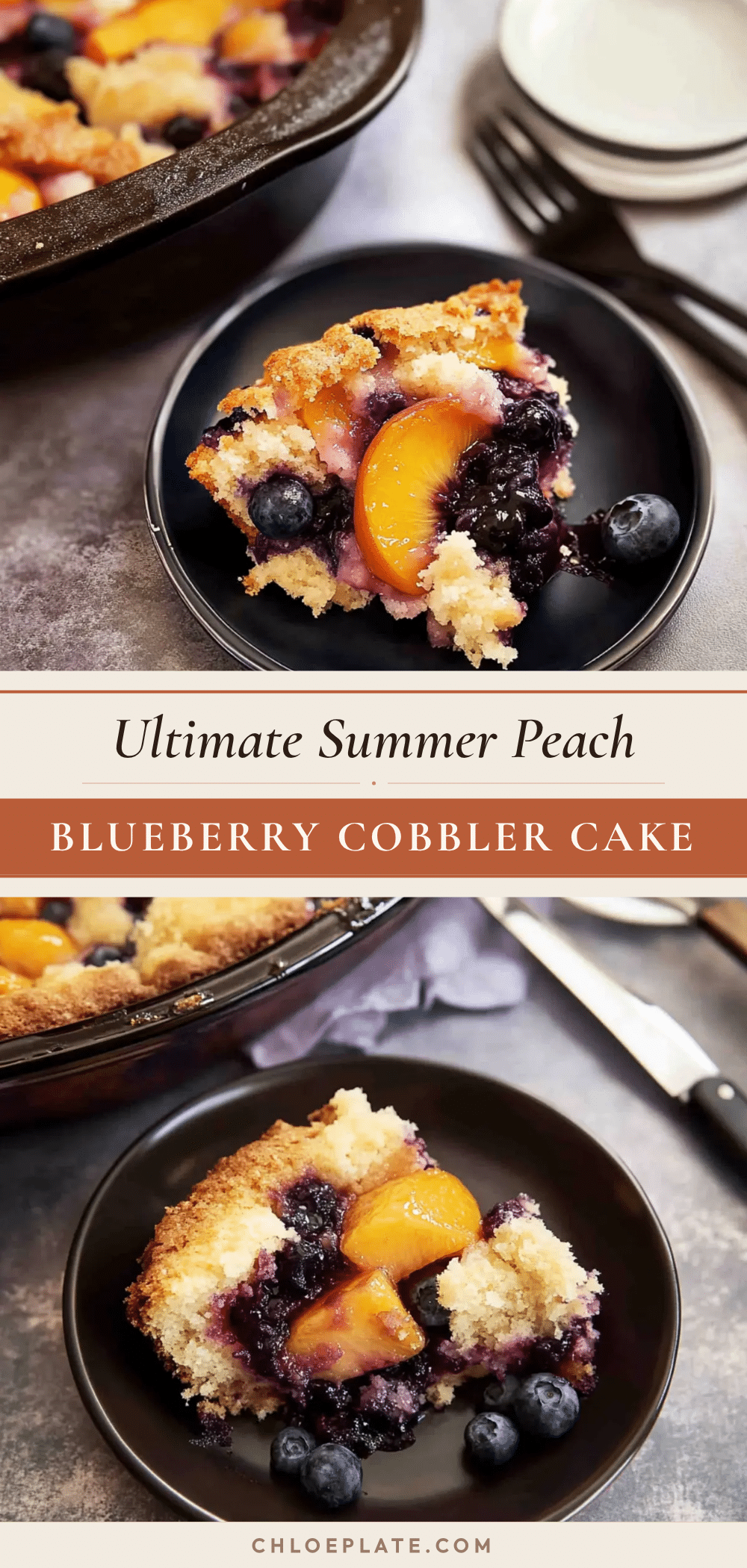 crispy peach and blueberry cobbler cake recipe