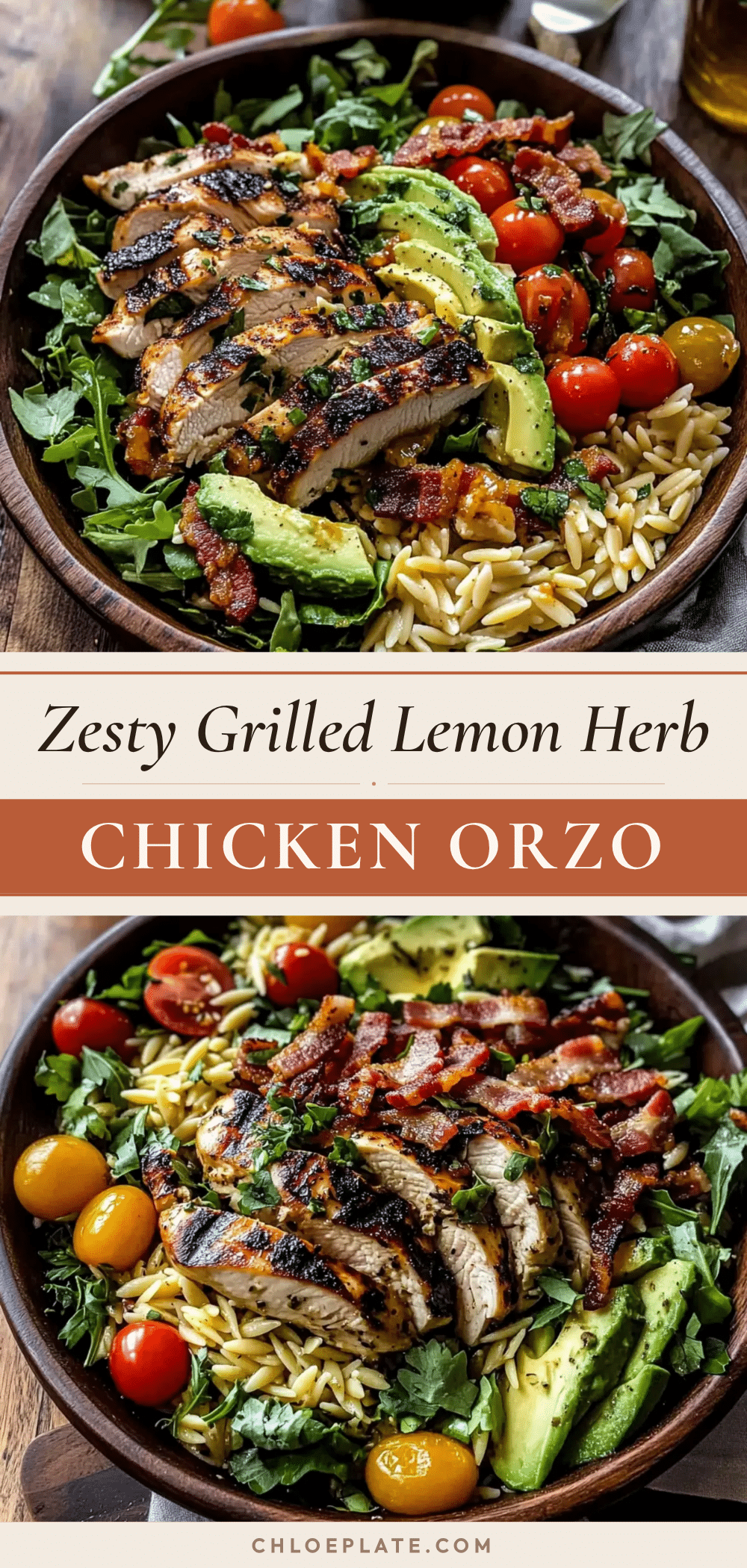 fresh grilled lemon herb chicken avocado orzo salad recipe