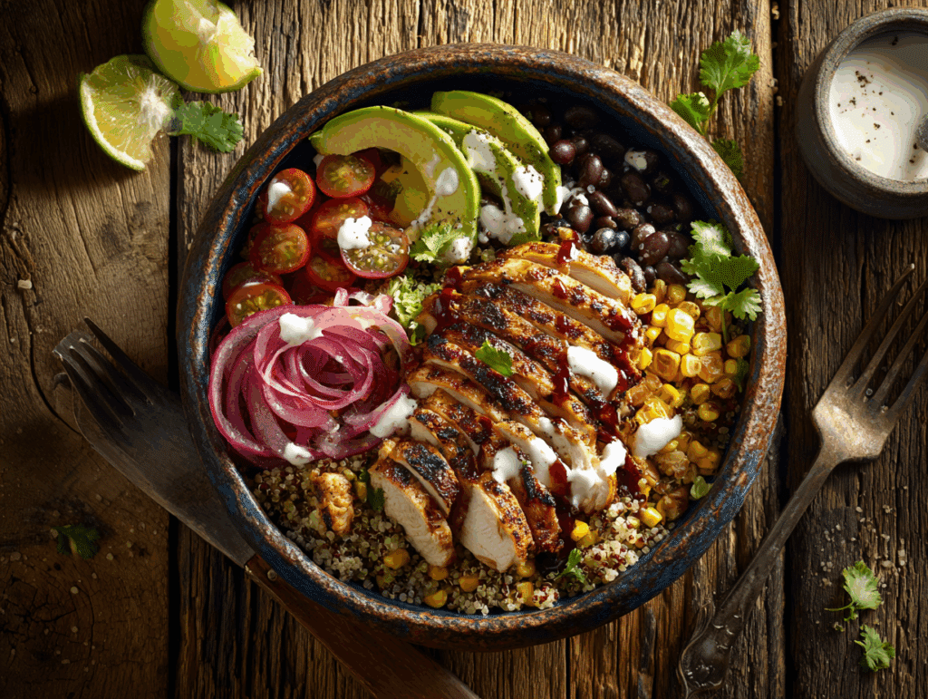 BBQ chicken grain bowls - featured image