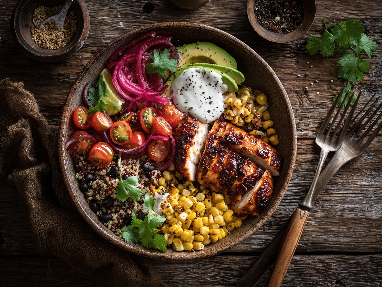 BBQ chicken grain bowls preparation steps