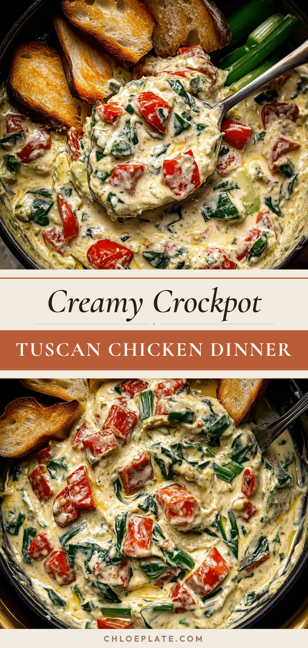creamy crockpot Tuscan chicken dinner recipe