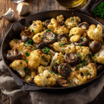 Easy 15-Minute Garlic Mushrooms Cauliflower Skillet Recipe - featured image