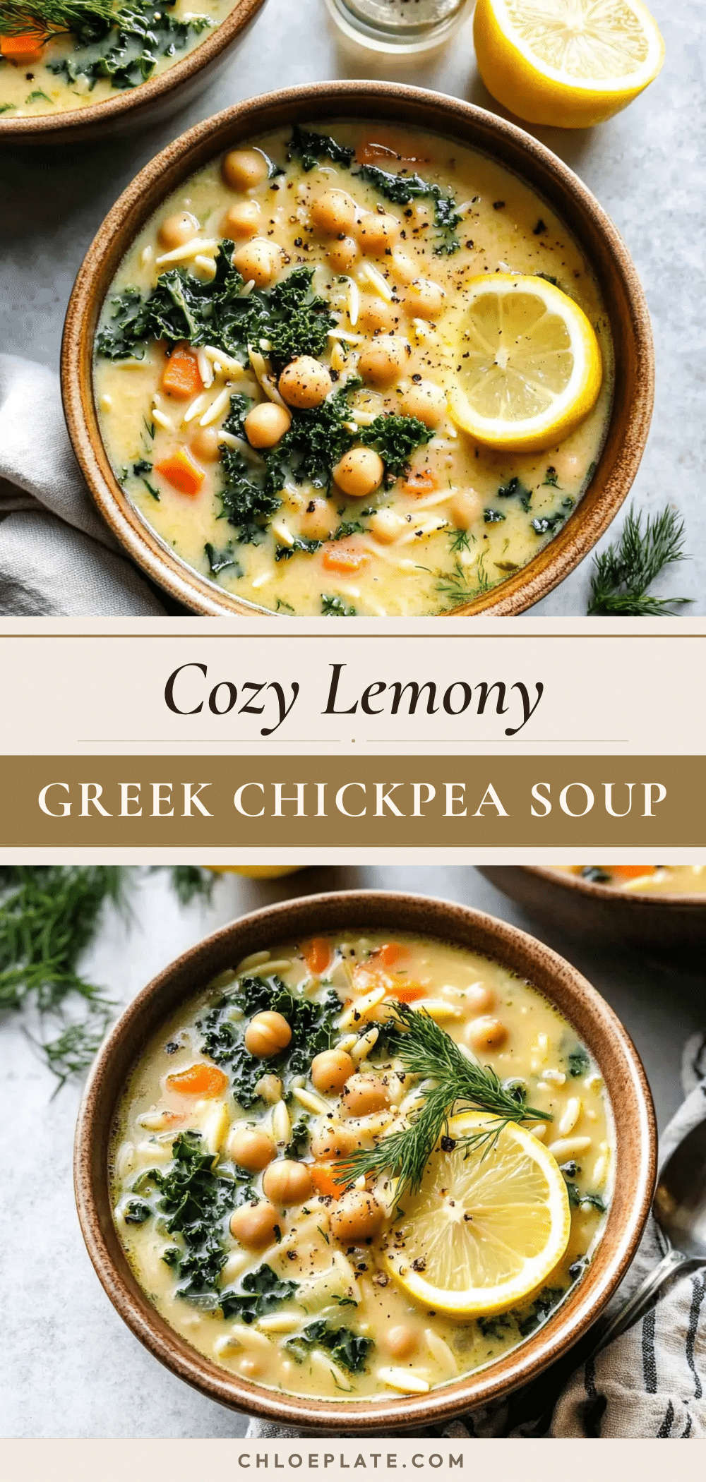 cozy lemony Greek chickpea soup recipe