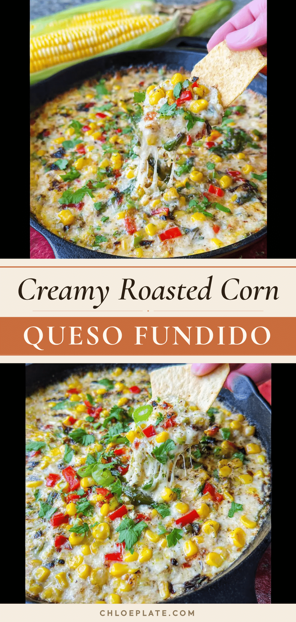creamy roasted corn queso fundido recipe