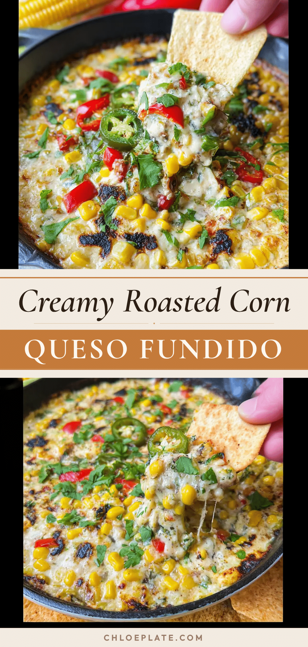 creamy roasted corn queso fundido recipe