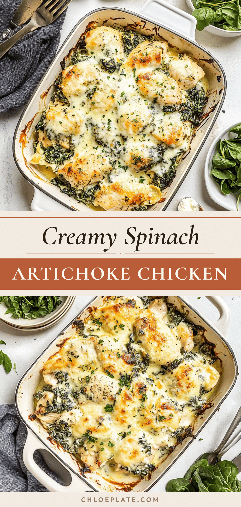 creamy spinach artichoke chicken bake recipe