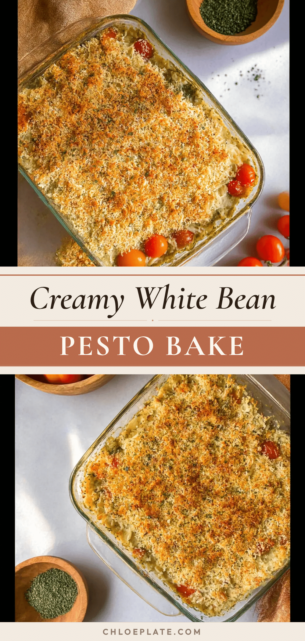 creamy white bean pesto bake recipe