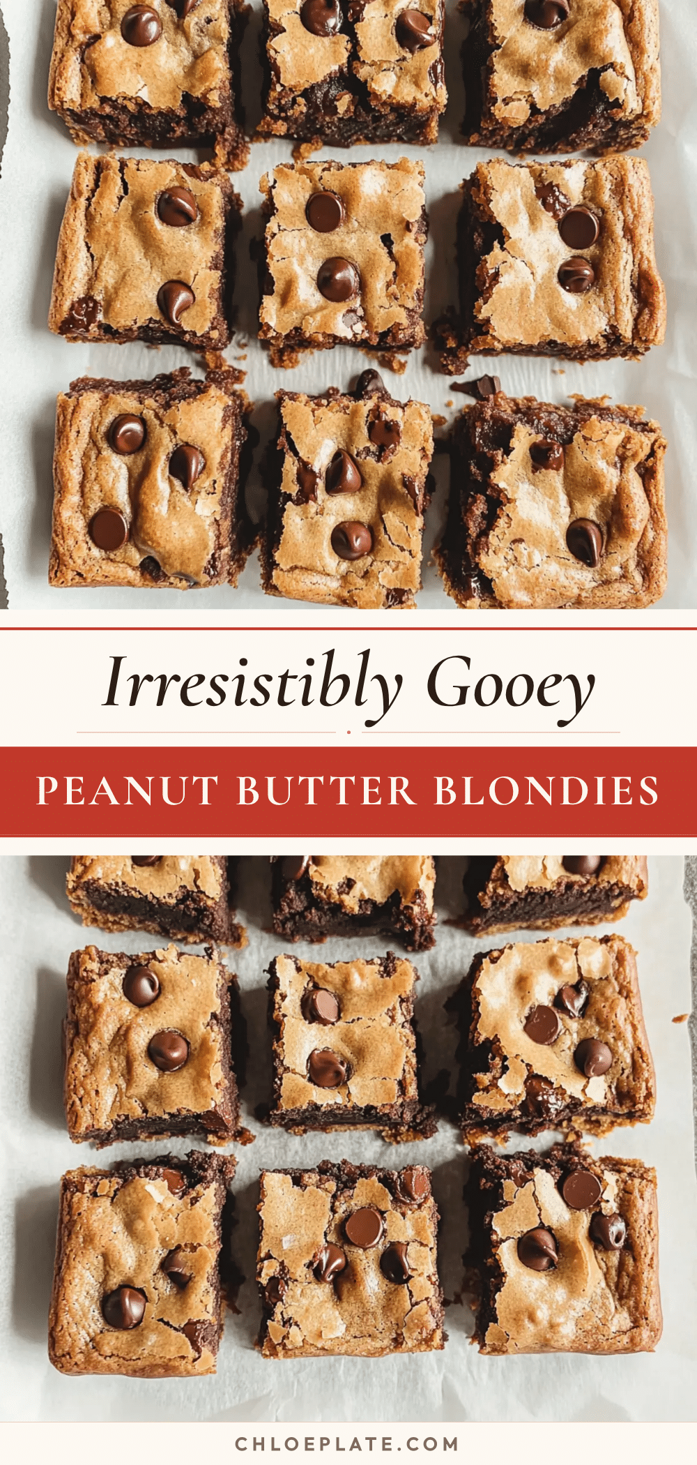 gooey chocolate chip peanut butter blondies recipe